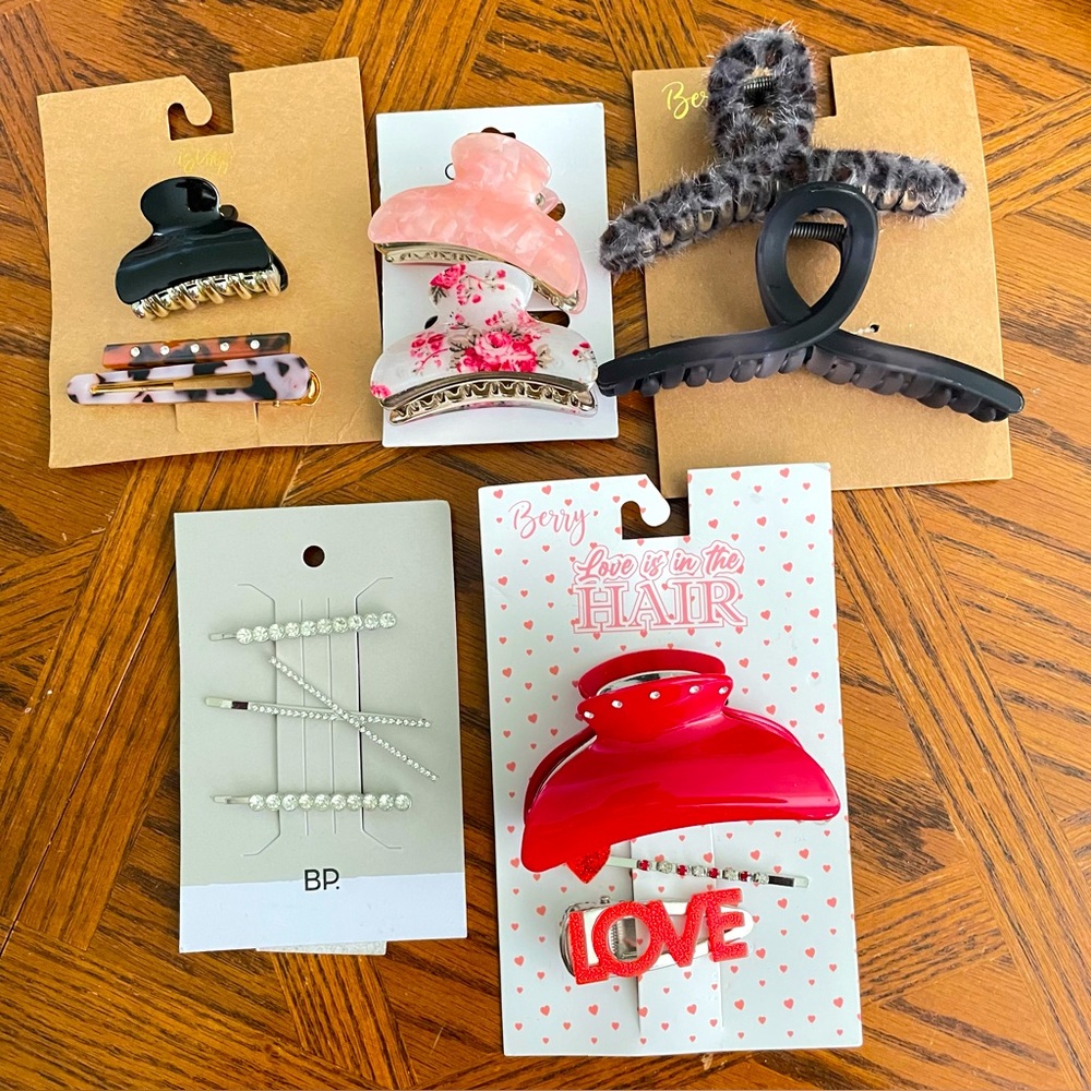 NEW Hair Barettes & Claw Clips / Pins Bundle